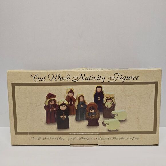 Target Vintage Wooden Nativity Set Cut Wood Folk Art Christmas Figurines Set - Picture 5 of 8